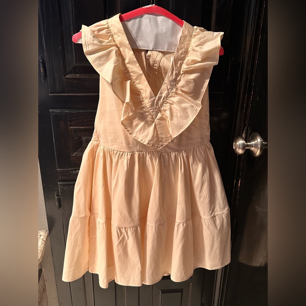 Cream Ruffled Mini Dress